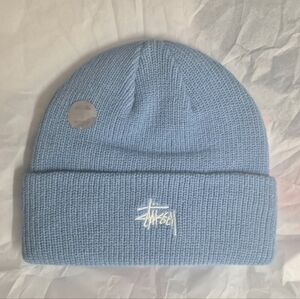 Stussy Sky Blue Knit Beanie Hat (Haze Blue)